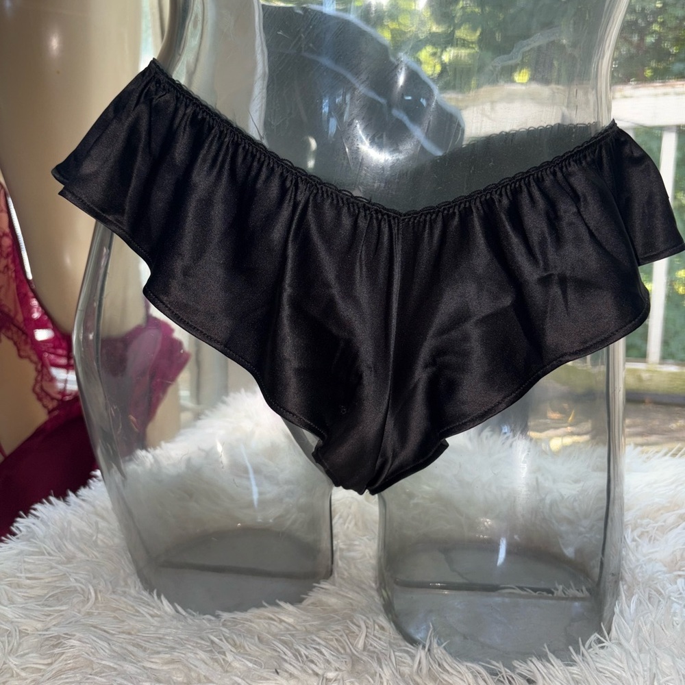 Victoria's Secret Tease-Black Satin Lingerie Bottoms